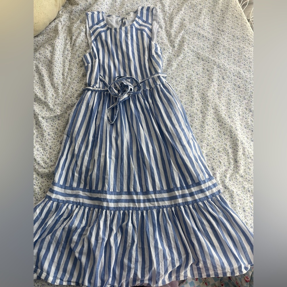 Blue and White Striped Dress